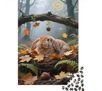 Lop-Eared Conejo Puzzle 1000 Piezas Otoño Rompecabezas para Adultos Rompecabezas De Madera Rompecabezas DIY Juego Familiar para Adultos Y Niños 1000pcs (75x50cm)