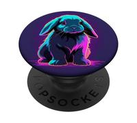 Lop Eared Rabbit Lover Colorido Artístico Conejito Púrpura Pascua PopSockets PopGrip Intercambiable