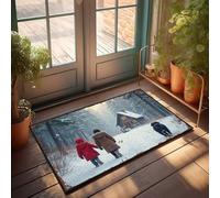 LOP Felpudos de otoño para entrada al aire libre, hogar, caminata nevada de invierno: una acogedora aventura en la cabaña con familiares y amigos, decoración de bar al aire libre, decoración de porche