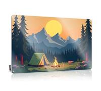 LOP Letrero de cueva de hombre para hombre, fogata que brilla en el desierto montañoso al atardecer, letrero de estaño divertido para puerta (30 x 40 cm)