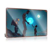 LOP Letrero de estaño con texto en inglés "For Bar Man, Child, Robot: A Cosmic Encounter On The Beach" (30 x 40 cm)