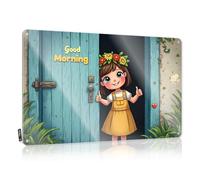 LOP Letrero de estaño con texto en inglés "Happy Girl with Flower Crown Diving Thumbs Up In Garden" (20 x 30 cm)