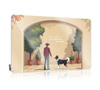 LOP Letrero de estaño con texto en inglés "Man And His Faithful Friend: A Serene Garden Moment", divertido letrero de estaño para decoración de bar, decoración del hogar para hombres (30 x 40 cm)