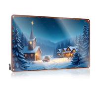 LOP Letrero de estaño con texto en inglés "Man Cave For Men Snowy Winter Evening In A Cozy Village", letrero divertido para puerta (30 x 40 cm)