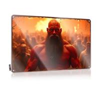 LOP Letrero de lata de advertencia con texto en inglés "Guerrero musculoso en medio de una multitud ardiente", divertido letrero de estaño para decoración al aire libre (30 x 40 cm)