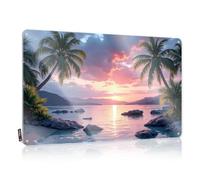 LOP Letrero de metal decorativo vintage con palmeras al atardecer en una playa tropical, letrero de lata para puerta de dormitorio, señal de límite de cerveza (20 x 30 cm)