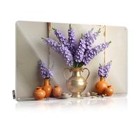 LOP Letrero de metal decorativo vintage dorado con flores de lavanda en mesa rústica, letrero de lata para puerta de dormitorio, señal de límite de cerveza (20 x 30 cm)