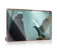 LOP Letrero de metal divertido con texto en inglés "Man Cave Bar An Elderly Man Faces An Eagle In A Misty Forest" (20 x 30 cm)