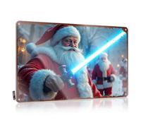 LOP Letrero de metal divertido con texto en inglés "Santa Claus Masters The Blue Lightsable": A Festive Star Wars Mash Tin Sign Bar Rules Tin Sign Office Tin Sign (20 x 30 cm)