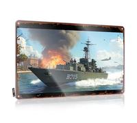 LOP Letrero de metal divertido para decoración del hogar, buque de guerra en acción: una escena de batalla naval dramática (30 x 40 cm)