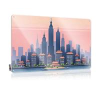 LOP Letrero de metal para adultos con diseño de cueva de hombre, diseño moderno de arquitectura china tradicional (30 x 40 cm)