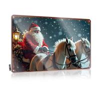 LOP Letrero de metal para adultos con texto en inglés "Man Cave Santa Claus Riding His White Horses On A Snowy Night" (20 x 30 cm)