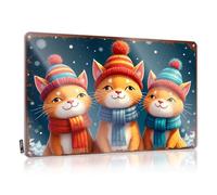 LOP Letrero de metal para adultos con texto en inglés "Man Cave Three Cute Cats In Winter Hats And Scarvas" (30 x 40 cm)