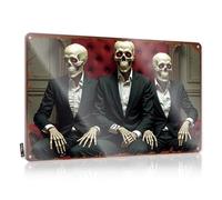 LOP Letrero de metal para adultos con texto en inglés «The Man Cave Happy Halloween» (20 x 30 cm)