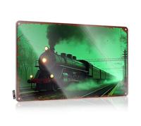 LOP Letrero de metal para adultos, cueva de hombre, locomotora de vapor, viaje a través del bosque misterioso, letrero de metal para decoración de bar (30 x 40 cm)