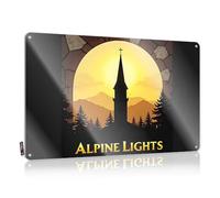 LOP Letrero de metal para puerta de habitación con diseño de luces alpinas: un atardecer sereno a través de la naturaleza (20 x 30 cm)