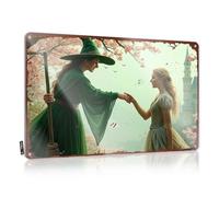LOP Letrero de metal para puerta de habitación con texto en inglés "Mago y princesa en un jardín de fantasía" (30 x 40 cm)
