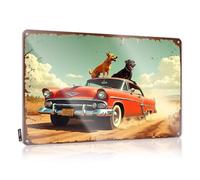 LOP Letrero de metal pequeño con texto en inglés «For Garage Vintage Car Adventure With Canine Companions In The Desert» (30 x 40 cm)