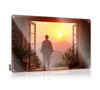 LOP Letrero decorativo de hojalata con reflejos de atardecer: un momento sereno en la naturaleza, letrero divertido para decoración de bar, decoración del hogar para hombres (30 x 40 cm)