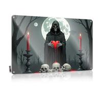 LOP Letrero para puerta de dormitorio, abrazo: un ritual iluminado por la luna con corazones teñidos de sangre, letrero divertido para decoración de bar, letreros sarcásticos (30 x 40 cm)