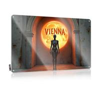 LOP Letrero para puerta de dormitorio Viena: La ciudad eterna de la luz y las sombras, letrero de estaño divertido para decoración de bar, letreros sarcásticos (20 x 30 cm)