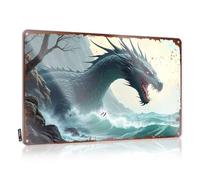 LOP Letreros de bar para decoración del hogar, bar, dragón marino furioso: una criatura mítica emergiendo de la turbulenta Wa, letrero de estaño para decoración del hogar, bar, cueva de hombre (20 x