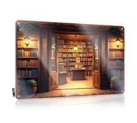 LOP Letreros de bar para el hogar, bar, rincón acogedor y divertido: una entrada cálida a la biblioteca iluminada por luz suave, letrero de hojalata divertido (30 x 40 cm)
