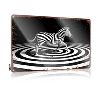 LOP Letreros de metal con diseño de cebra en espiral hipnótica: una ilusión visual, letrero de estaño para decoración del hogar, bar, decoración de barra de metal (30 x 40 cm)