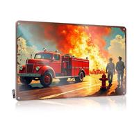 LOP Letreros de metal para bar, diseño de camión de bomberos vintage responde a un incendio épico, letrero de estaño para decoración de habitación (20 x 30 cm)