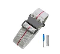 LOPAKACTAG Correa de reloj nailon paracaídas, elástica, transpirable, lona y, for Tudor Black Bay, con pequeñas flores rojas, for la serie Bronze, 18, 20 22 mm(Light Gray Red-Black,20mm)