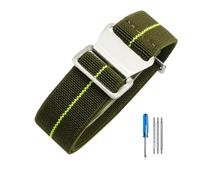 LOPAKACTAG Correa de reloj nailon paracaídas, elástica, transpirable, lona y, for Tudor Black Bay, con pequeñas flores rojas, for la serie Bronze, 18, 20 22 mm(Green Yellow-Steel,20mm)