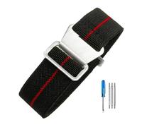 LOPAKACTAG Correa de reloj nailon paracaídas, elástica, transpirable, lona y, for Tudor Black Bay, con pequeñas flores rojas, for la serie Bronze, 18, 20 22 mm(Black Red-Steel,18mm)