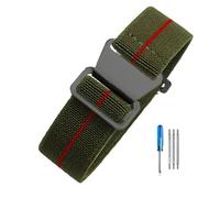 LOPAKACTAG Correa de reloj nailon paracaídas, elástica, transpirable, lona y, for Tudor Black Bay, con pequeñas flores rojas, for la serie Bronze, 18, 20 22 mm(Green Red-Black,22mm)