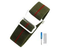 LOPAKACTAG Correa de reloj nailon paracaídas, elástica, transpirable, lona y, for Tudor Black Bay, con pequeñas flores rojas, for la serie Bronze, 18, 20 22 mm(Green Red-Steel,18mm)