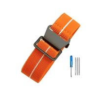 LOPAKACTAG Correa de reloj nailon paracaídas, elástica, transpirable, lona y, for Tudor Black Bay, con pequeñas flores rojas, for la serie Bronze, 18, 20 22 mm(Orange White-Black,22mm)