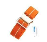 LOPAKACTAG Correa de reloj nailon paracaídas, elástica, transpirable, lona y, for Tudor Black Bay, con pequeñas flores rojas, for la serie Bronze, 18, 20 22 mm(Orange White-Steel,20mm)