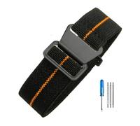 LOPAKACTAG Correa de reloj nailon paracaídas, elástica, transpirable, lona y, for Tudor Black Bay, con pequeñas flores rojas, for la serie Bronze, 18, 20 22 mm(Black Orange-Black,22mm)