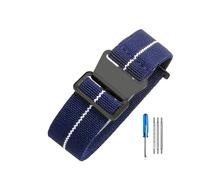 LOPAKACTAG Correa de reloj nailon paracaídas, elástica, transpirable, lona y, for Tudor Black Bay, con pequeñas flores rojas, for la serie Bronze, 18, 20 22 mm(Blue White-Black,18mm)