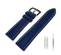 LOPAKACTAG Correa de reloj universal 20, 22 y 24 mm, fibra nailon, for Omega,for Seiko,for IWC,for Hamilton,for Oris,for Panerai, goma, for hombre mujer(Blue white line,20mm)