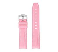 LOPAKACTAG Correa de silicona for Swatch X for Omega Moonswatch, hebilla acero inoxidable, suave, resistente al agua, repuesto correa reloj(New pink white)