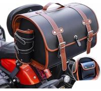 LOPAMCGH Baul Moto para Vespa GTS GTV 250 300, Top Case Moto 33L Impermeable, Bolsa Vintage Cuero PU, Multifuncional, Bolsa Herramienta Motocicleta Gran Capacidad Bolsa,D Black＋Brown