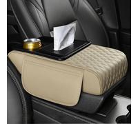 LOPAMCGH Cojín Reposabrazos Coche para Odyssey RB3 2010-2014, Funda Consola Central en Cuero PU con Portavasos y Bolsillos Laterales, Universal Accesorio Interior Automóvil,C Beige