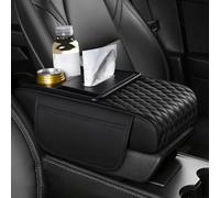 LOPAMCGH Cojín Reposabrazos Coche para Odyssey RB3 2010-2014, Funda Consola Central en Cuero PU con Portavasos y Bolsillos Laterales, Universal Accesorio Interior Automóvil,A Black