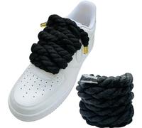 Lopau Cordones de cuerda gruesa para zapatos Air Force 1, Dont Punch DIY Chunky Jumbo cordones para Dunk, Air Jordan, AF1 tenis, Negro -, 51.2''/130cm