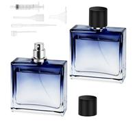 LOPHE Atomizador Perfume de Vidrio, 2 Pcs x 100ml Botella de Perfume Recargable, Portátil Frasco Pequeño para Perfume, Pulverizador Perfume Transparente para Viaje, Azul