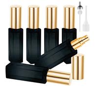 LOPHE Atomizador Perfume Recargable, 6pcs*10ml Mini Pulverizador Cristal Portátil, Perfumador de Viaje con Dispensadores, Botella Rociadora para Aceites Esenciales y Perfumes (Azul B-Tapa Dorada)
