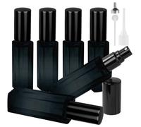 LOPHE Atomizador Perfume Recargable, 6pcs*10ml Mini Pulverizador Cristal Portátil, Perfumador de Viaje con Dispensadores, Botella Rociadora para Aceites Esenciales y Perfumes (Azul-Tapa Negra)