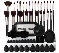 LOPHE Brochas de Maquillaje Profesional, 51 Piezas Juego de Herramientas de Maquillaje con Pinceles, Beauty Blender, Soplos de Polvo y Bolsa, etc. para Limpieza de Piel y Maquillaje Perfecto (Negro)