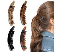 LOPHE Clips de Plátano Antideslizantes, 4 Colores Pinzas para el Cabello de Plátano, Pinza para el Pelo con Cola de Caballo Coleta y Pez, Banana Clip para Mujeres de Cabello Grueso Fino,Estilo Vintage