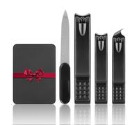 LOPHE Cortaúñas Profesional, 4 Piezas Corta Uñas Adulto con Lima y Caja, Nail Clippers Herramienta de Corte Profesional para Preparación de Manicura para Hombre y Mujer